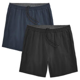 Pack of 2: Men's Active Wear Shorts (Navy Blue & Black)