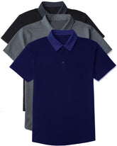 Pack of 3:  Polo T-Shirts (Navy, Grey & Black)