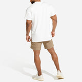 Set of 3: Pack of 2 Shorts (Taupe & Green) and 1 T-shirt (White)