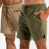 Pack of 2: Men's Shorts with Amazing Colors (Green & Taupe Camel)